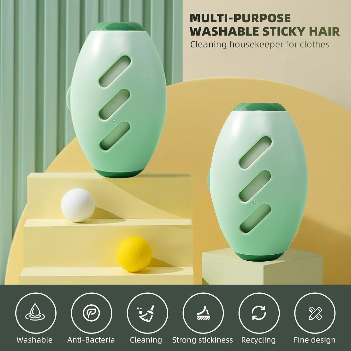 Egg shape reusable lint roller