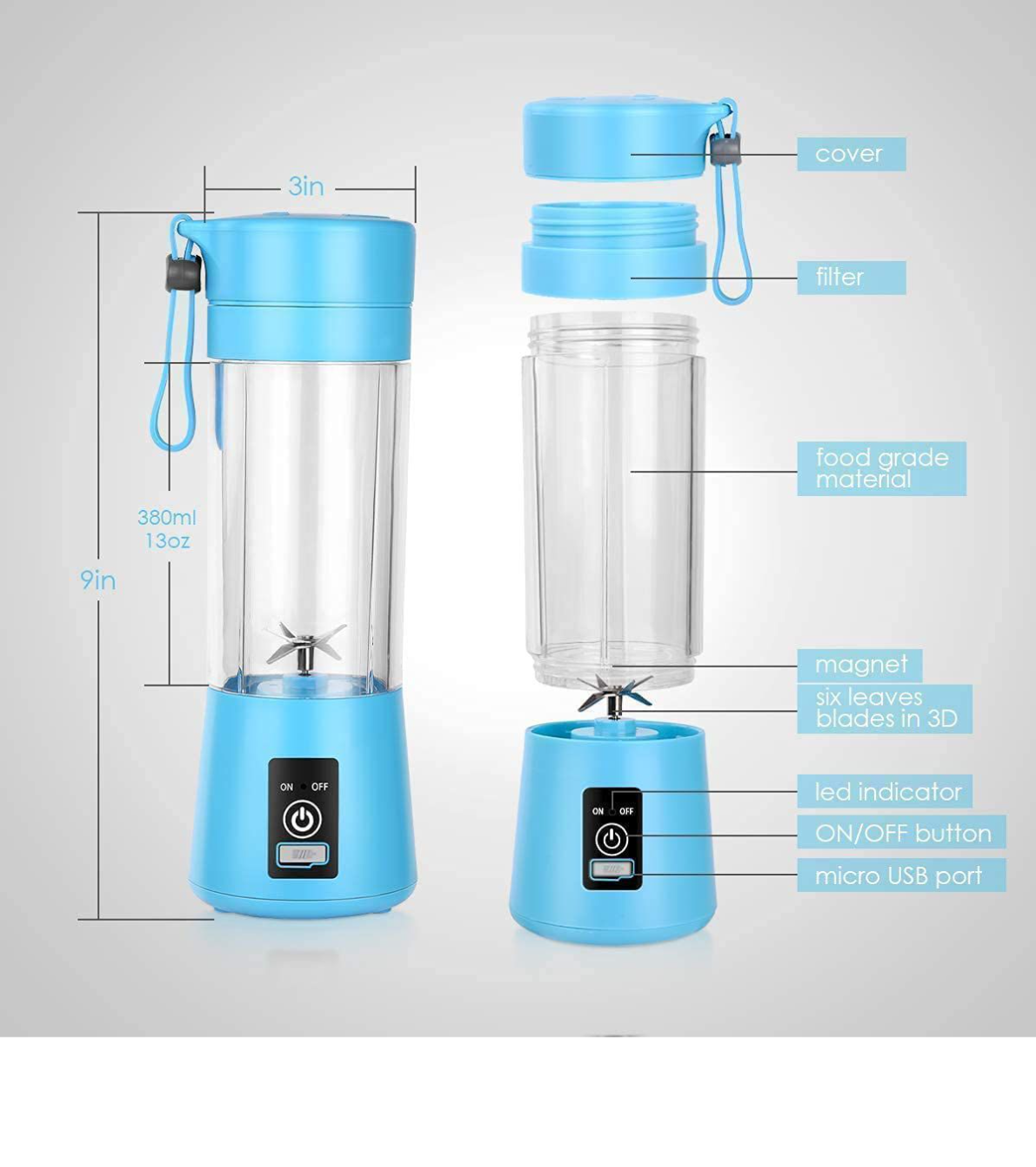 Portable 6 blade electric Juicer