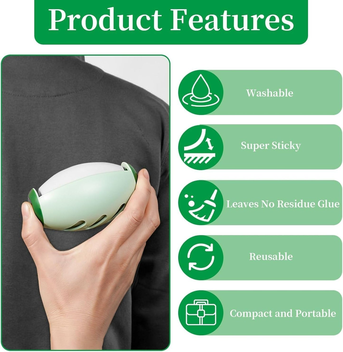 Egg shape reusable lint roller