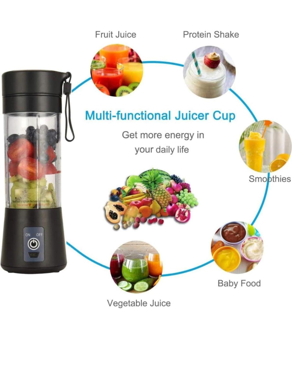 Portable 6 blade electric Juicer