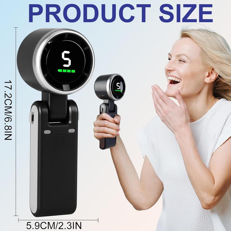 Portable Handheld Turbo Fan, 5 Gear Wind,4000mAh Battery Operated, Up to 10 Working Hours, 3 IN 1 Hand Fan Rechargeable with Air Turbo Tech Cooling Fan for Outdoor Activities, Travel, Working fathersdaygift