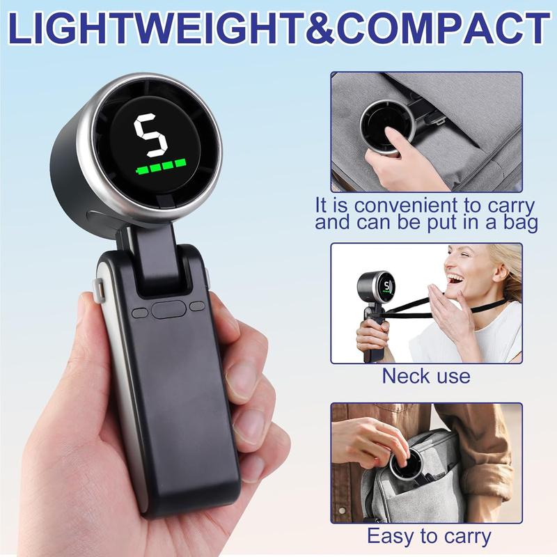 Portable Handheld Turbo Fan, 5 Gear Wind,4000mAh Battery Operated, Up to 10 Working Hours, 3 IN 1 Hand Fan Rechargeable with Air Turbo Tech Cooling Fan for Outdoor Activities, Travel, Working fathersdaygift