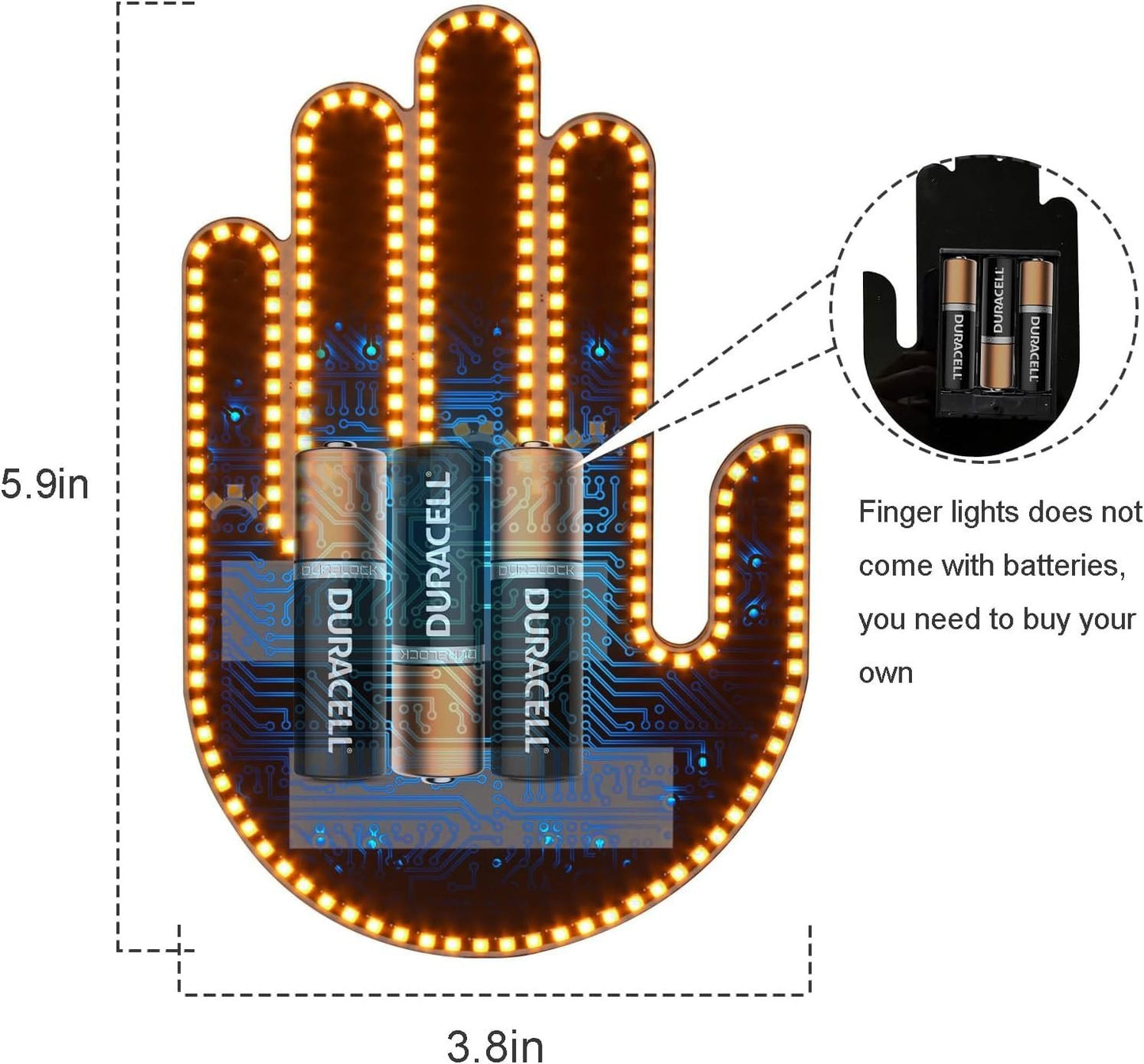 Car Finger Light With Remote 3 In 1 Light Up Finger LED Hand Gesture For Back Window