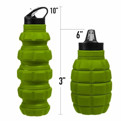 Silapse Collapsible Grenade Water Bottle - (20oz)
Made With BPA-Free FDA Approved Food Grade