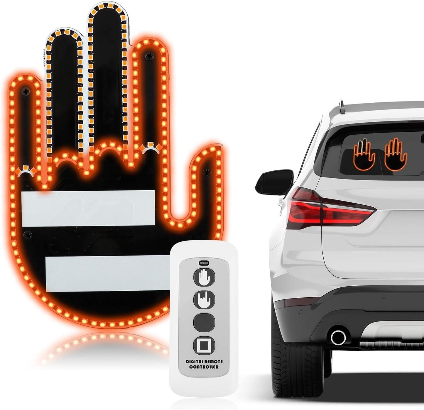 Car Finger Light With Remote 3 In 1 Light Up Finger LED Hand Gesture For Back Window